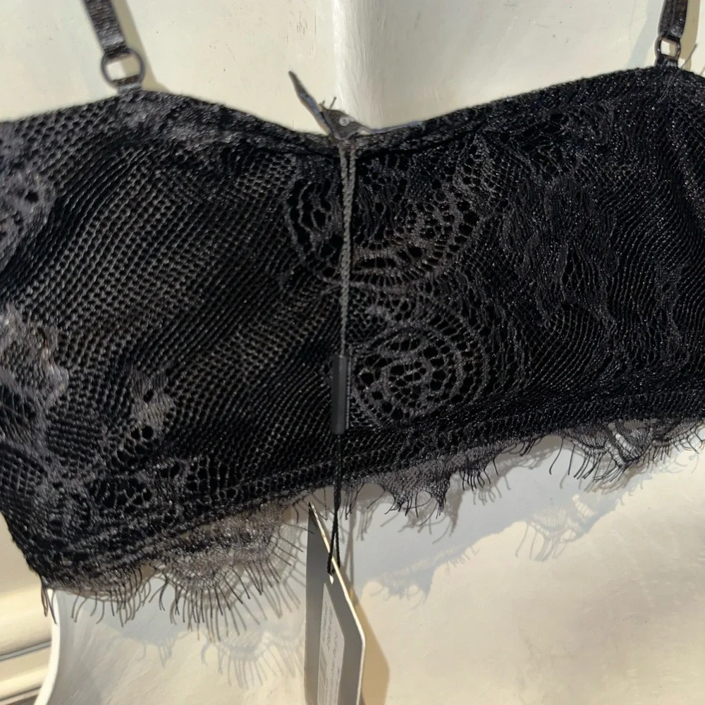 NEW PrettyLittleThing Black Lace Trim Bralette
